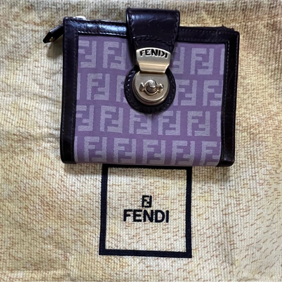EUC RARE Fendi FF Purple Canvas and Leather Wallet with dust bag - Picture 1 of 10